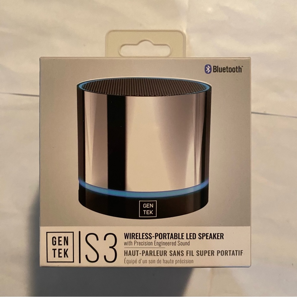 Gen Tek S3 Wireless Portable LED Speaker Bluetooth Silver